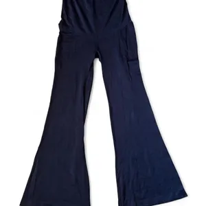 Maternity Pants Black Baby Bump Flare Fold-over Stretch Y2K Comfy Yoga Medium thumbnail 1