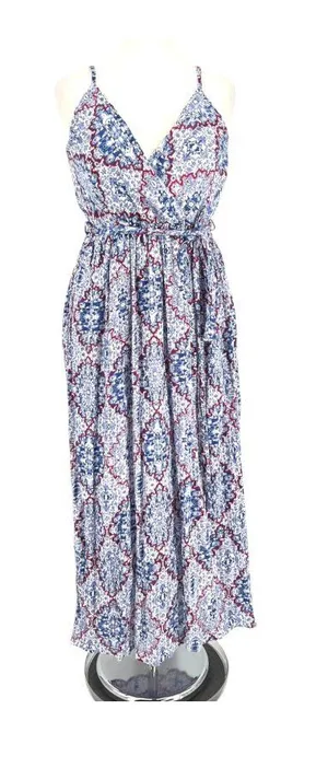 Sim & Sam Printed Summer Maxi Dress Blue Size Small NWT Boho Resortwear thumbnail 1