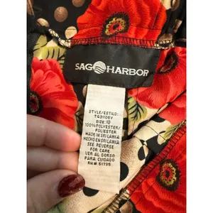 Sag Harbor Red Poppy Floral Polka Dot Maxi Skirt Size 10 Vintage Style thumbnail 3