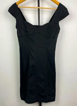 Urban Outfitters‎ Black Linen Blend Sweetheart Fitted Mini Dress thumbnail 1