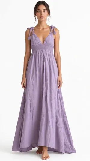 Lilac Tassel Tie Strap Maxi Dress Size Small thumbnail 1