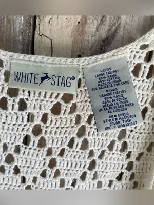 White Stag cream crochet duster sweater vest boho western festival fall Large thumbnail 2