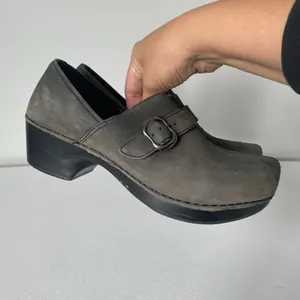 Dansko Tamara Slip-On Clogs Shoes Buckle Black Gray Suede Leather Women's 37 thumbnail 3