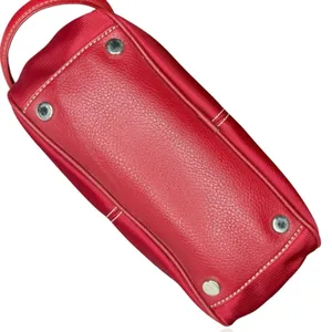 NWOT Fossil Shoulder Bag Red Nylon Multi Pocket‎ Key Charm Leather Strap thumbnail 4
