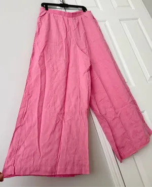 Anthropologie The Aubrey Smocked Linen Wide-Leg Pants, Size L thumbnail 8