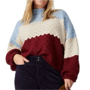 Anthropologie Nell Chunky Knit‎ Colorblocked Sweater Size Medium Cozy Casual thumbnail 1