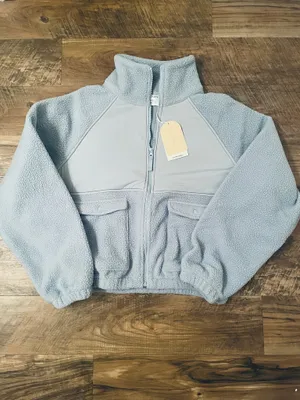 NWT! Blogilates Women's Bonfire Fleece Full Zip Jacket - Light Blue Size XS thumbnail 2