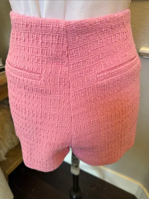 Zara Pink Tweed Blazer & Skort Shorts Set Double Breasted Flat Front Size XS thumbnail 8
