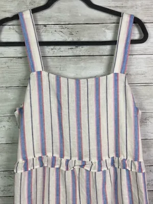 Rails Sandy Tahiti Blue White Pink Striped Tiered Ruffle Feminine Sundress Large thumbnail 5