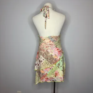 Shein - Backless Halter Neck Asymmetrical Hemline Sleeveless Print Dress thumbnail 4