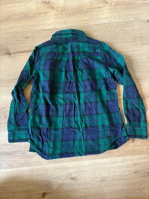 Old Navy Green and Blue Plaid Button Down Flannel thumbnail 6