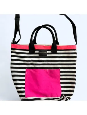 Vintage Y2K Victoria’s Secret Pink Striped Tote Bag Beach Shoulder Bag 💗 thumbnail 2
