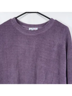 Boutique Purple Ribbed Oversized Top Large NWOT thumbnail 2