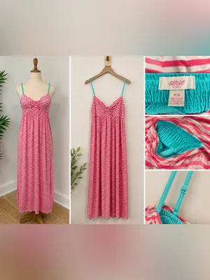 Roxy Pink Chevron Stripe Maxi Dress – Size Large thumbnail 2