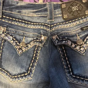 Miss Me REWORKED/ALTERED Y2K Bootcut Jeans Fits Size 27 McBling Grunge thumbnail 5