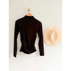 Madewell | NWT Ruched Mockneck Long Sleeve Top Black | Sz L thumbnail 2
