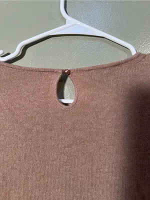 Talbots Women’s Sz Medium Pure Cashmere Sweater Dark Chestnut Heather 3/4 Sleeve thumbnail 10
