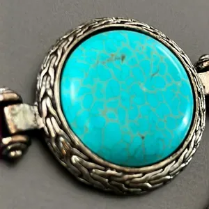 Boho Western Faux Turquoise Bracelet and Gold and Silver Tone Earrings thumbnail 6