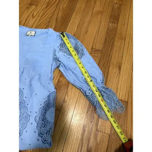 Tuckernuck Ashlyn Midi Lace Linen Cotton Dress in Forget Me Not Blue Size Small thumbnail 8