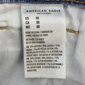 American Eagle Mom Jean Shorts Medium Wash Denim Boho Distressed Frayed Size 00 thumbnail 8