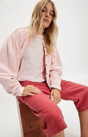 Free people pink nomad sweatshirt cardigan medium nwt thumbnail 1