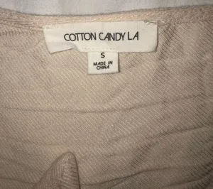Cotton Candy LA Double Tie Long Balloon Sleeve Cream Crop Top thumbnail 2