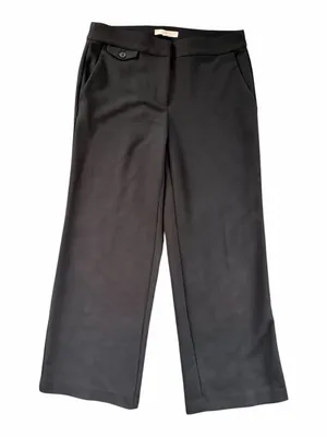 LOFT Black Wide Leg Career Dress Pants Women’s 8P Petite High Rise Trouser thumbnail 1