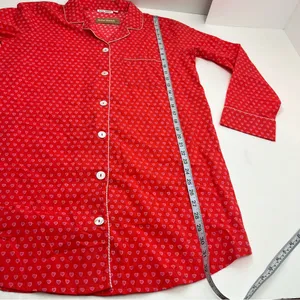 Roller Rabbit Red Pink Heart Button Front Nightgown Sleep Tunic Shirt Medium NEW thumbnail 8