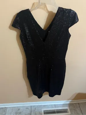 Dress The Population Zoe Embellished Black Sequin Mini Dress thumbnail 2