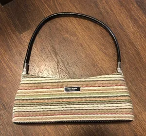 Kate Spade - Vintage Earth-Tone Striped Tweed Small shoulder Bag purse thumbnail 1