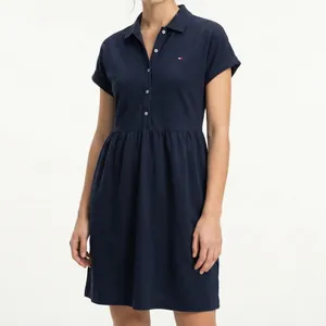 Tommy Hilfiger Navy Blue Polo Dress Large Cotton Babydoll Short Sleeve thumbnail 9