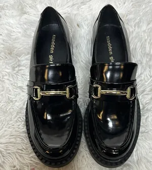Madden Girl Ambrosee Black Loafers with Gold Accents thumbnail 1