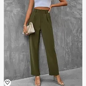 High waisted army Green Trousers with Pockets size medium fits women's 6… thumbnail 3