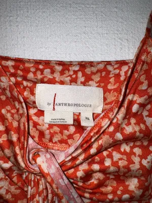 Anthropologie Twist Cami Front Ditsy Floral Orange White XS thumbnail 5