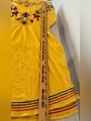 Johnny Was Cotton Embroidered Dress Sundress Boho Floral Hummingbird XS *Flaw* thumbnail 4