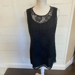 CAbi Date Night Black Lace Tunic Elegant Romantic Tank Style#942‎ S thumbnail 3