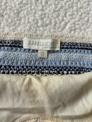 Rebellion Boho Y2K Geometric Crochet Crop Tank Cami Top Blue Cream Size Small thumbnail 7