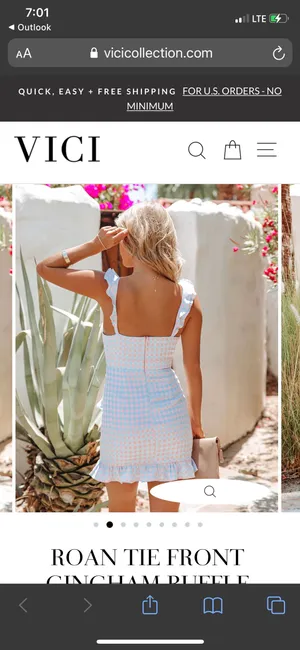 roan tie front gingham ruffle dress thumbnail 2