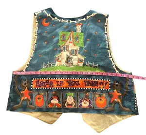 VINTAGE Women's Halloween Haunted House Reversible Quilted Handmade Vest Size XL thumbnail 6