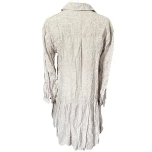 Cynthia Rowley Drop Waist Bubble Hem Linen Blend Dress Sz XS Beige Lagenlook thumbnail 4