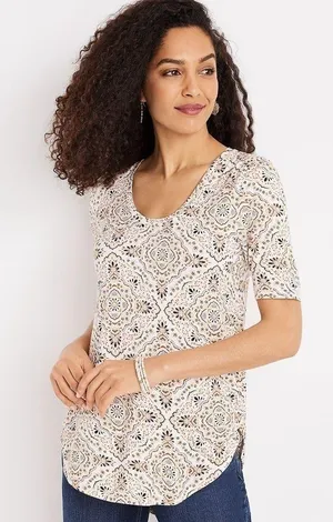 🦋 Maurices 24/7 Flawless Medallion Tunic Tee Casual Soft Comfy Summer Large thumbnail 1