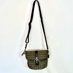 COACH monogram crossbody bag. Black and grey thumbnail 10