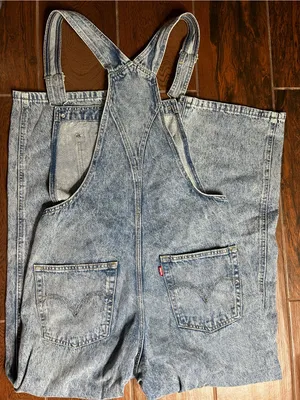 Levi’s Premium Denim Jean Wide Leg Overalls Womens Size Medium thumbnail 3