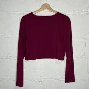Aritzia Babaton Women Contour Crew Cropped Longsleeve Fitted Top 2XL Mauve‎ thumbnail 2