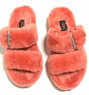 UGG Fuzz Yeah Coral/Orange Buckle Slippers thumbnail 1