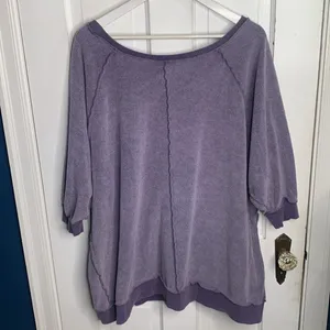 Free People Women's Sweater My Sweatshirt Scoop Neck Pullover Purple W-491 Sz S thumbnail 8