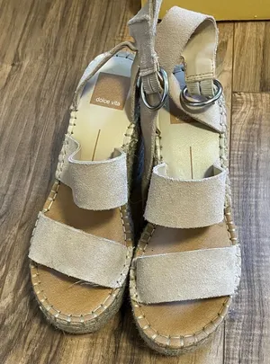 Dolce Vita Light Pink Suede Wedge Sandals thumbnail 1