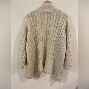 Size Large Cardigan Sweater Beige Cream Chunky Knit Long Wide Sleeved thumbnail 3