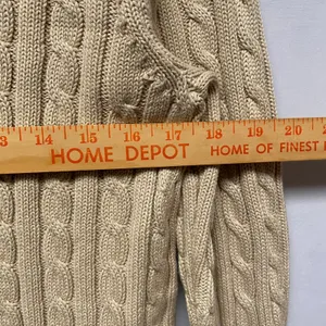 L.L. Bean Tan Cable Knit Sweater Crew Neck Long Sleeve Pullover Size L Fisherman thumbnail 12