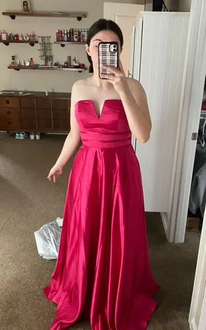 Hot Pink David’s Bridal Prom Dress thumbnail 1